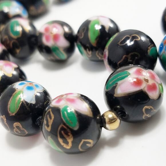 Vintage Chinese Hand Knotted Beaded Necklace, Imported 1960s - Picture 2 of 10